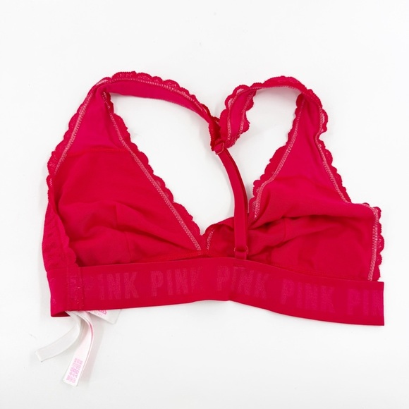 ✅ VICTORIA'S SECRET PINK RED LACE BRALETTE SIZE MEDIUM - Picture 2 of 6